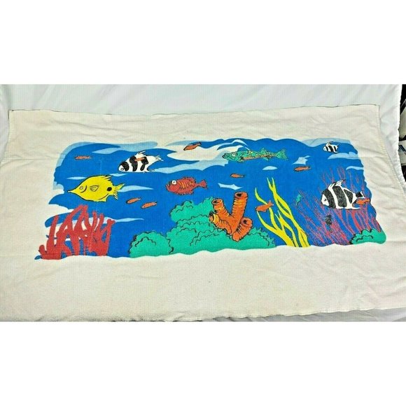 Vtg Retro Beach Towel That Folds to become a Carrying Bag Under the Sea Nautical - Picture 1 of 8